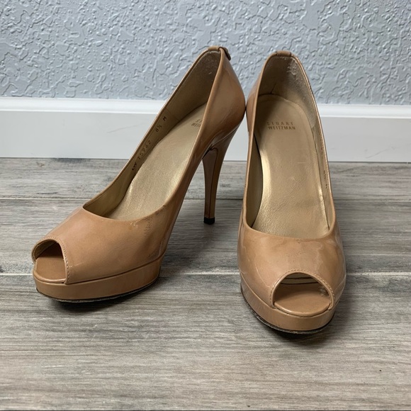 Stuart Weitzman Shoes - Stuart Weitzman nude peep toe heels size 8.5